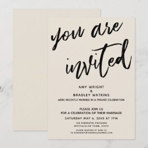 Convites Creme Você Está Convidado Recepção Pós-Casamento
