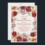 Convites Creme Watercolor aniversário de 40 anos Floral<br><div class="desc">Celebre 40 anos fabulosos com este sofisticado convite de aniversário floral. As flores de burgundy,  blush e aquarela de marfim criam um belo design de inspiração no outono que é perfeito para uma celebração memorável de marco.</div>