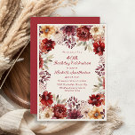 Convites Creme Watercolor aniversário de 40 anos Floral<br><div class="desc">Celebre 40 anos fabulosos com este sofisticado convite de aniversário floral. As flores de burgundy,  blush e aquarela de marfim criam um belo design de inspiração no outono que é perfeito para uma celebração memorável de marco.</div>