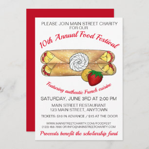 Convites Crêpe Pancake França Festival de Comida Francês Cr