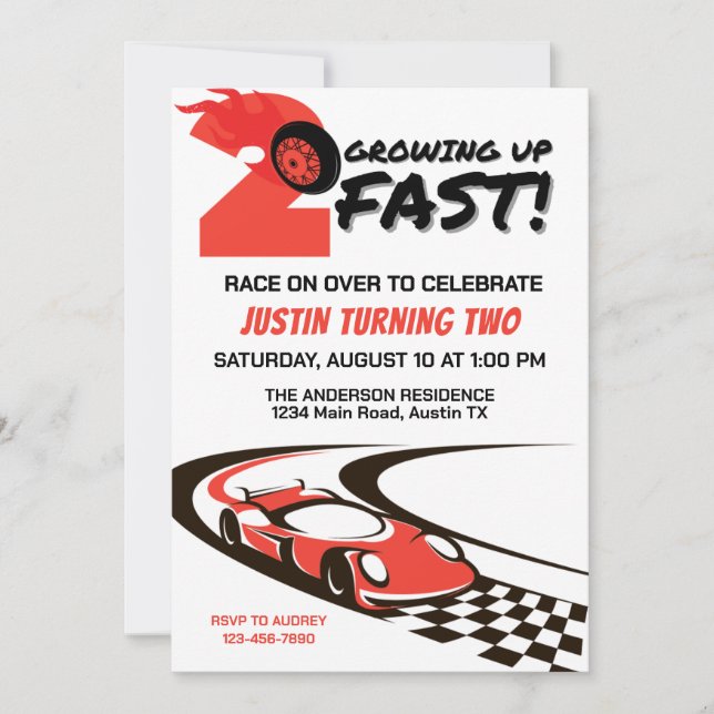 Convites Crescendo 2 Festa de aniversário rápida de segundo (Frente)