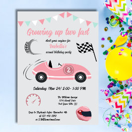 Convites Crescendo Dois Carro De Corrida Rosa Festiva Rápid