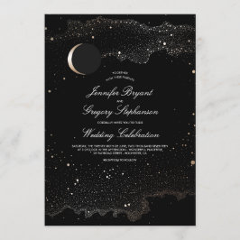 Convites Crescent Moon and Night Stars Modern Weds