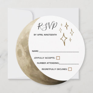 Convites Crescent Moon e Douradas Estrelas RSVP de Casament