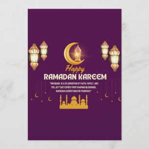 Convites Crescente Dourado Elegante Saudação de Ramadan Mub