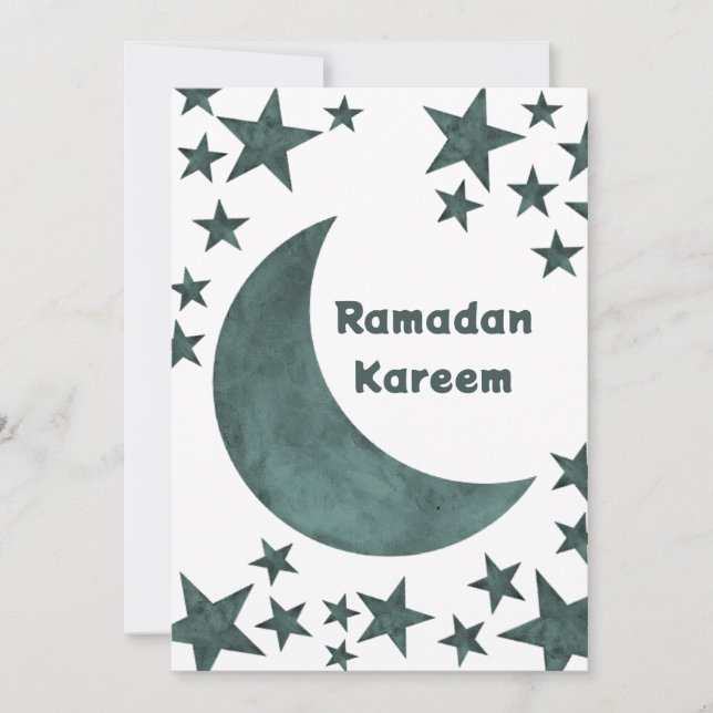 Convites Crescente Ramadã Kareem estrelas mubarak islâmicas (Frente)
