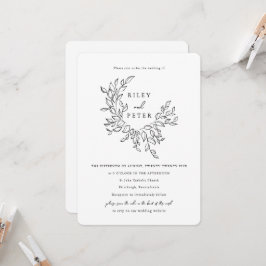 Convites Crest Botânico Elegante com Código RSVP Casamento