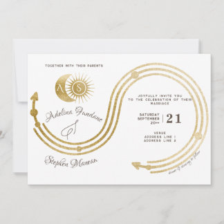 Convites Crest Crest Crest Crest, Celestial Dourado Sun e M
