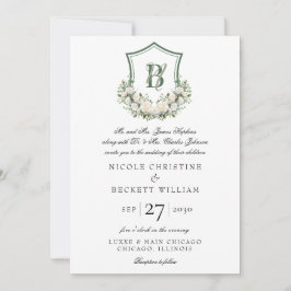 Convites Crest de Flores Brancas Casamento