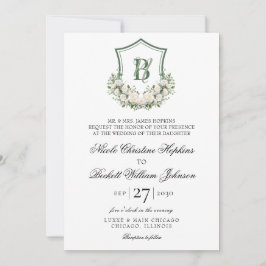 Convites Crest de Flores Brancas Casamento