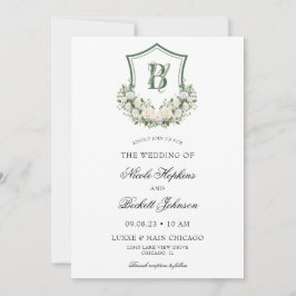 Convites Crest de Flores Brancas Casamento