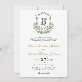 Convites Crest de Flores Brancas Casamento