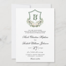 Convites Crest de Flores Brancas Casamento