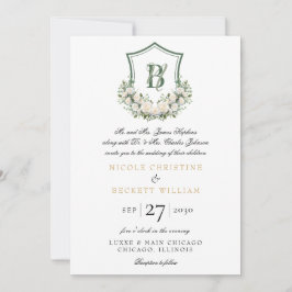 Convites Crest de Flores Brancas Casamento