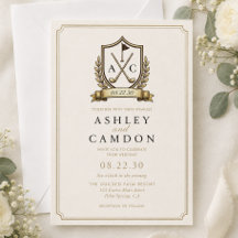 Crest de Golfe Monograma Casamento Ouro