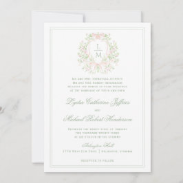 Convites Crest Elegante com Arco rosa esfarelado | Casament