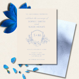 Convites Crest Floral de Inicial de Monograma Minimalista p