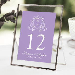 Convites Crest Floral Elegante Número de Mesa de Casamento 