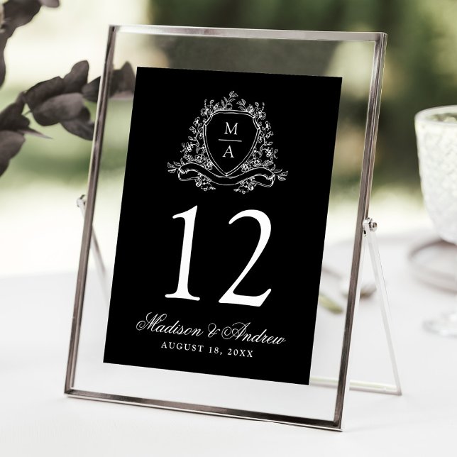 Convites Crest Floral Elegante Número de Mesa de Casamento  (Criador carregado)