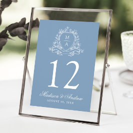Convites Crest Floral Elegante Número de Mesa de Casamento 