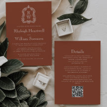 Crest Monograma Código QR Terracota Casamento