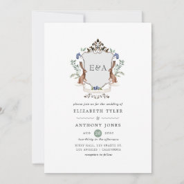 Convites Crest Monograma de Noiva Casamento Floresta Aquare