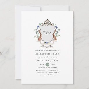 Convites Crest Monograma de Noiva Casamento Floresta Aquare