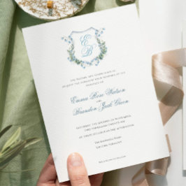 Convites Crestão de Monograma Floral Elegante para Casament