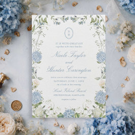 Convites Crestas de Casamento com Monograma de Hortênsia Az