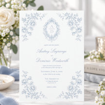 Crestas de Monograma Floral Elegante Casamento