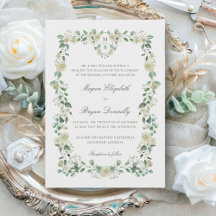 Crestas Florais Brancas & Monograma Elegante Casam