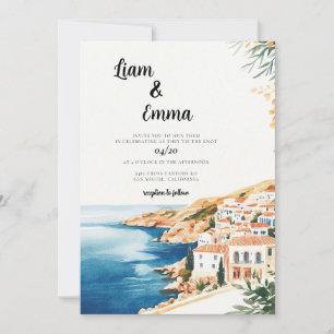 Convites Crete Watercolor Wedding Destination