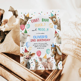 Convites Criações de Meninos Animais de Barnyard Festa de a