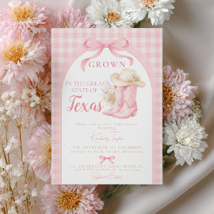 Convites Criado em Botas de Cowgirl do Texas com Laço Rosa 