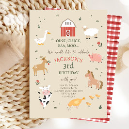 Convites Criador de animais agrícolas Gingham Barnyard Birt