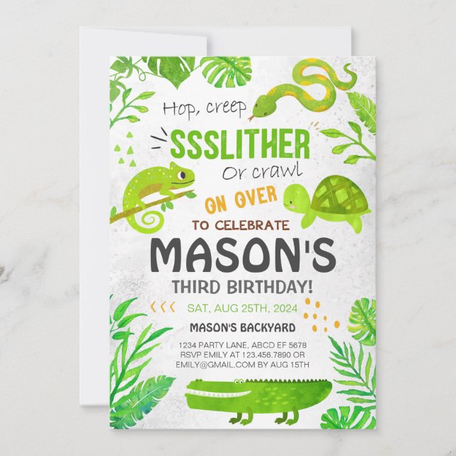 Convites Criança: Animais de Rótulo Aniversário (Frente)