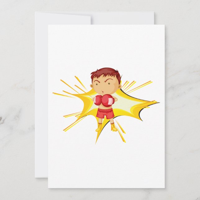 Convites Criança Boxer em Luvas Vermelhas e Curtos (Frente)