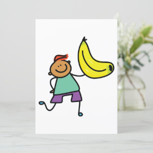 Convites Criança Brincalhona Segurando Banana Amarela Grand