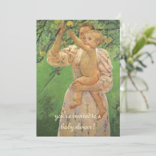 Convites Criança Colhendo Frutas por Cassatt Chá de Bebê Vi