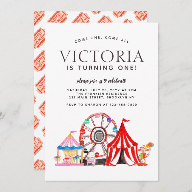 Convites Criança do Festival do Circo Moderno (Frente/Verso)