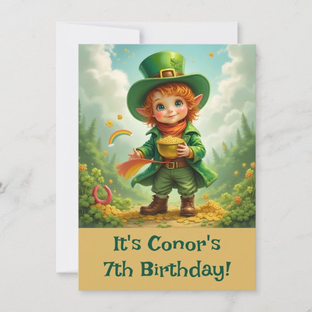 Convites Criança Feliz Duende do Dia de São Patrício (Frente)
