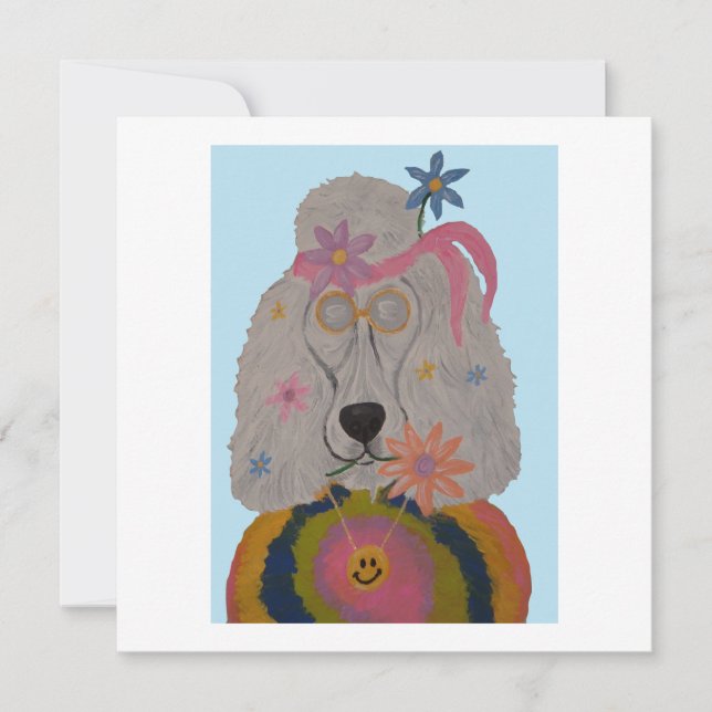 Convites Criança Flor Poodle Hippie (Frente)