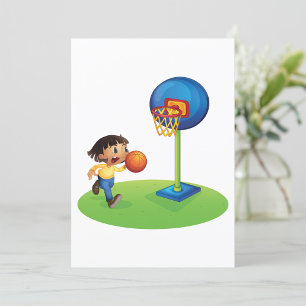 Convites Criança Jogando Basquete com Aro Diversão Esportes