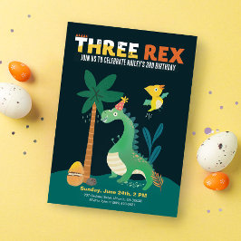 Convites Crianças 3 Rex do Dinossaur Convidados para a Terc
