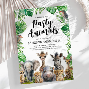 Convites Crianças Animais do Partido Safari Aniversário
