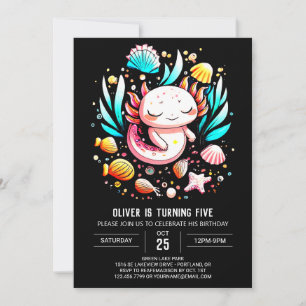 Convites Crianças - Aniversário do Oceano Axolotl