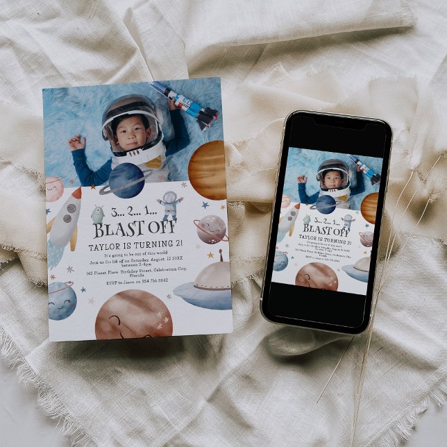 Convites Crianças Aquarela Festa de aniversário de Fotograf (Criador carregado)