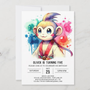 Convites Crianças Boho Monkey Birthday