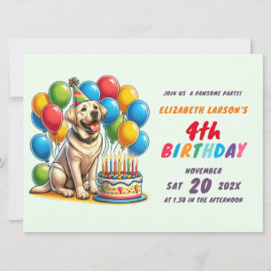 Convites Crianças Coloridas Tema Labrador Aniversário