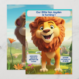 Convites Crianças com Idade do Nome Personalizado do Lion d